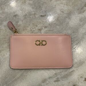Salvatore Ferragamo Pink Leather Pouch with Gold Accents